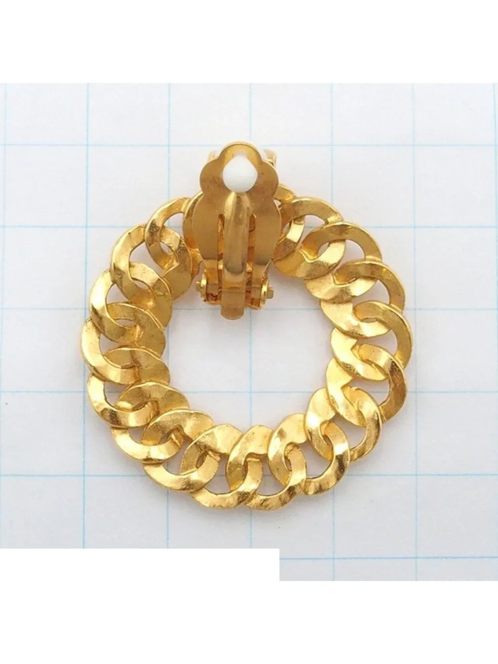 Chanel Earrings Round CC Logo Gold Metal